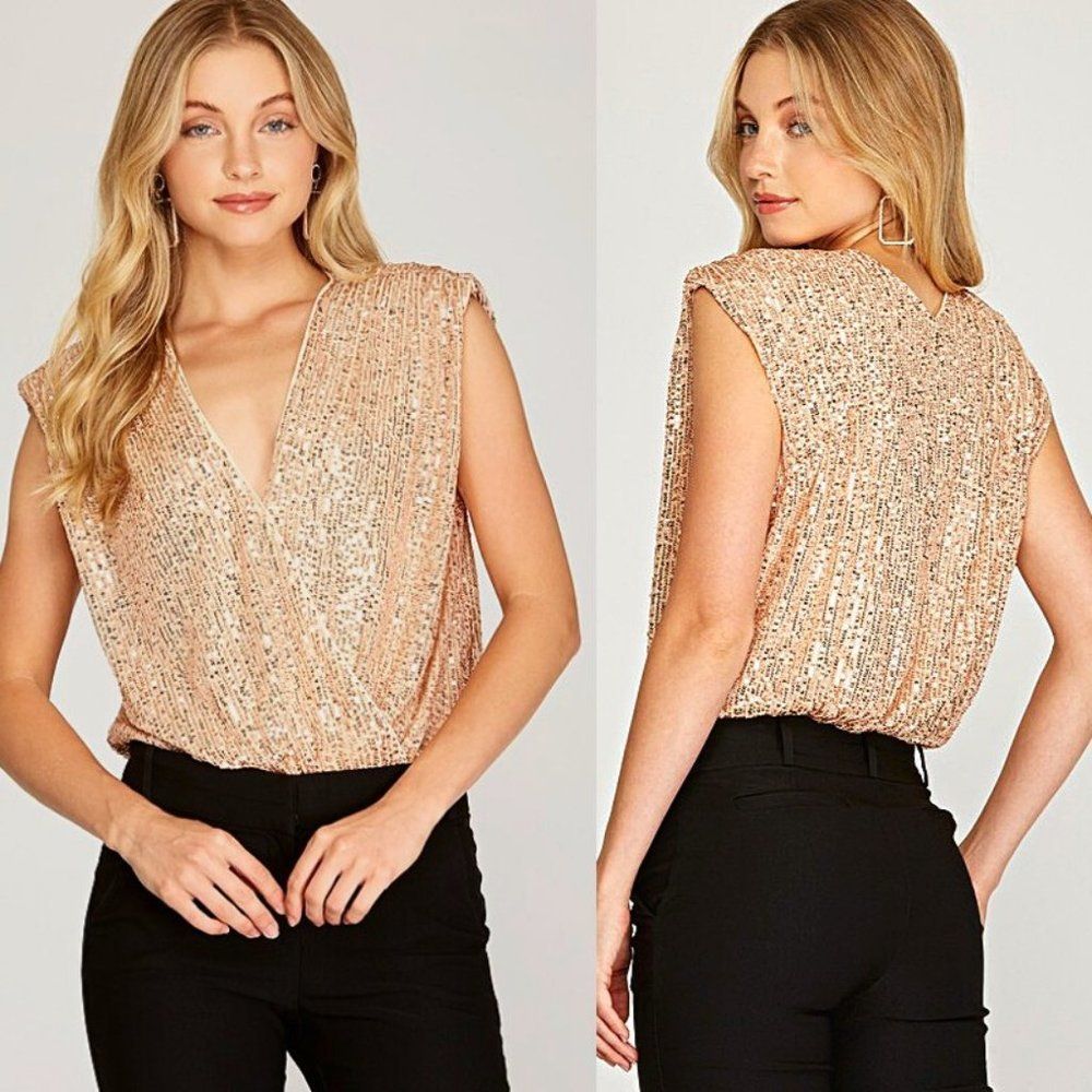 ROSE GOLD SEQUIN BODYSUIT